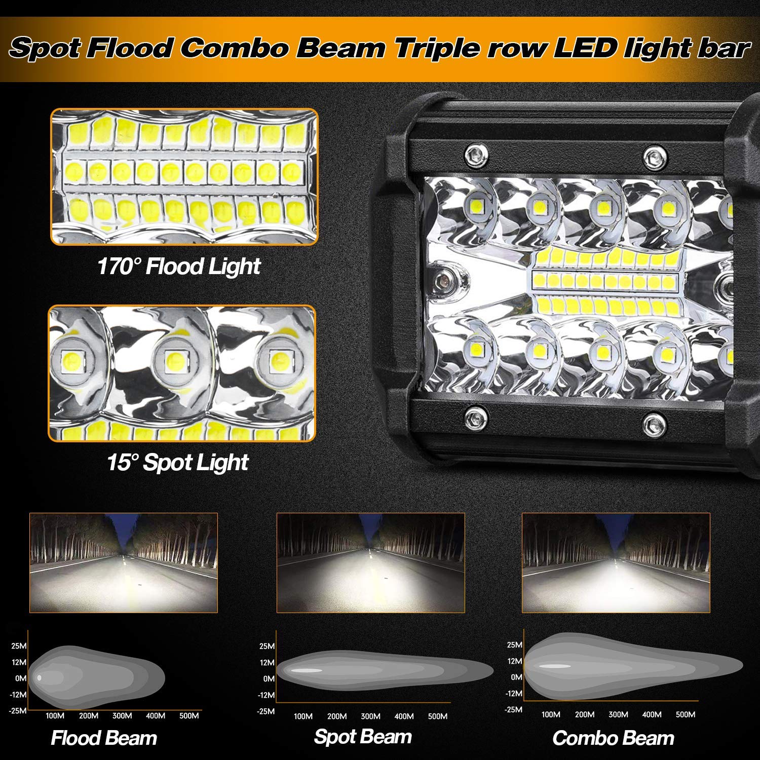 Barre lumineuse de travail à LED combinée Spot Flood 60W 4 pouces